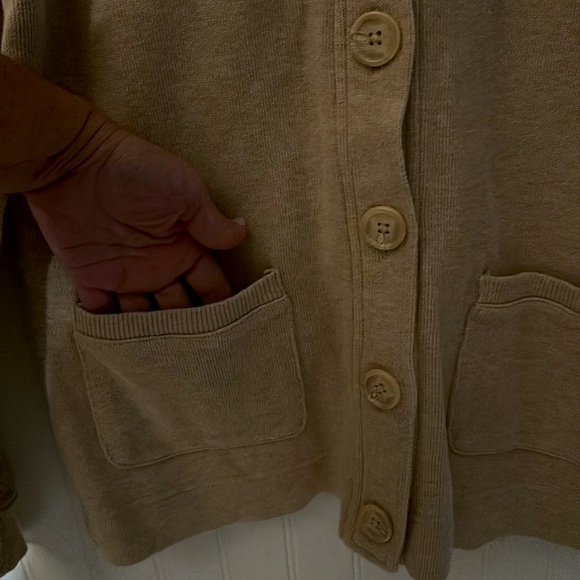 Basic Editions Tan Cardigan sz Small - Picture 9 of 15